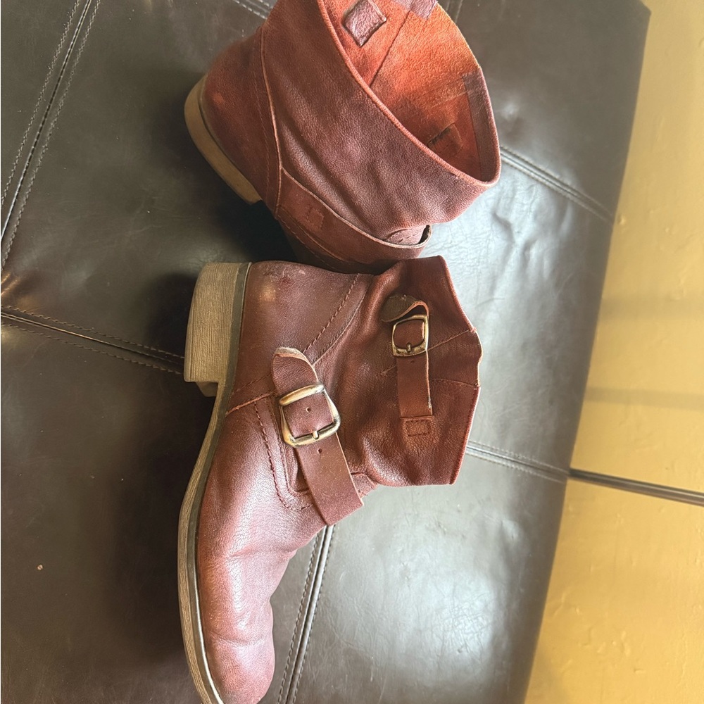 Women's Brown Buckle Ankle Boots